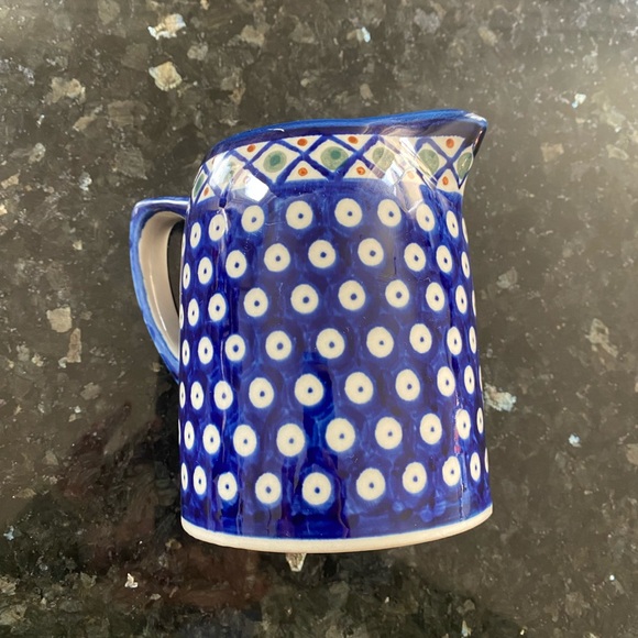 BOLESLAWIEC Polish Pottery Blue Pitcher 24 oz - Picture 3 of 10